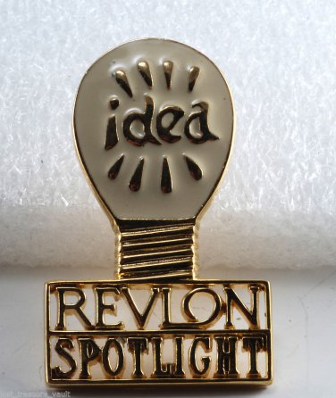 Vintage 70's Revlon Spotlight Idea! Gold Metal Pin
