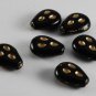 Vintage Glass Beads Jewelry Making Set of 6 Black and Gold Drilled Through