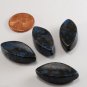 Vintage Black and Blue Pinched Plastic Beads Set of 4 Drilled Through