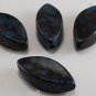Vintage Black and Blue Pinched Plastic Beads Set of 4 Drilled Through