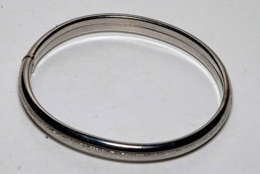 Vintage Silver Tone Metal Etched Bracelet Jewelry
