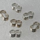 Vintage Set of 6 Ridged Silver Metal Connectors Jewelry Making