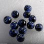 Vintage Glass Beads Set of 12 Round Black Blue Design Jewelry Making