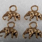 Vintage Elephant Charm Pendants  Lot of 4 Gold Tone Metal Jewelry Making