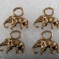 Vintage Elephant Charm Pendants  Lot of 4 Gold Tone Metal Jewelry Making