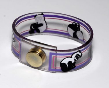 Vintage Vinyl Plastic Panda Bear Snap Clasp Bracelet