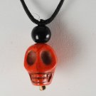 Dyed Howlite Stone Red Skull Adjustable Black Cord  Necklace Jewelry
