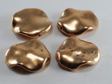 Vintage Metalized Plastic Gold Tone Ripple Coin Bead Finding Set 4