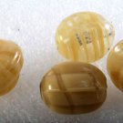 Vintage Glass Bead set of 4 Off Yellow Clear Lines Jewelry Making