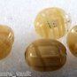 Vintage Glass Bead set of 4 Off Yellow Clear Lines Jewelry Making