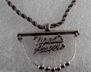 Rope Chain Necklace Nanas Angels Charm Pendant Silver Tone Metal