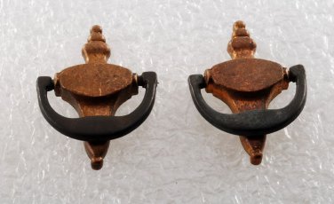 Vintage Pair Brass Mini Door Knocker Findings Gluing Jewelry Making Black