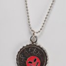 Vintage "Spacey" Alien Extraterrestrial Pink Silver Beaded Chain Necklace
