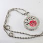 Vintage "Spacey" Alien Extraterrestrial Pink Silver Beaded Chain Necklace