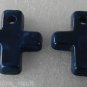 Vintage Pair of Blue Painted Acrylic Plastic Cross Pendants Jewelry Making