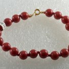 Vintage Bracelet Red Plastic Bead Single Strand Made in Haiti Jewelry 7 "