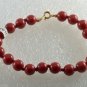 Vintage Bracelet Red Plastic Bead Single Strand Made in Haiti Jewelry 7 "