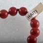 Vintage Bracelet Red Plastic Bead Single Strand Made in Haiti Jewelry 7 "