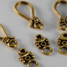 Vintage set of 4 Fish Hook Clasp Gold Metal Jewelry Making Piece