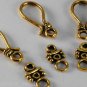 Vintage set of 4 Fish Hook Clasp Gold Metal Jewelry Making Piece