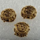 Vintage Metal Bead Swirl and Dot Drilled Through Gold Tone Lot of 3 Jewelry Maki