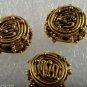 Vintage Metal Bead Swirl and Dot Drilled Through Gold Tone Lot of 3 Jewelry Maki