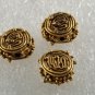 Vintage Metal Bead Swirl and Dot Drilled Through Gold Tone Lot of 3 Jewelry Maki
