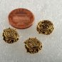 Vintage Metal Bead Swirl and Dot Drilled Through Gold Tone Lot of 3 Jewelry Maki