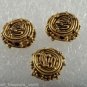 Vintage Metal Bead Swirl and Dot Drilled Through Gold Tone Lot of 3 Jewelry Maki