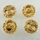 Vintage BUttons Gold PLated Metal Pretzel KNot  Sewing Buttons  Set of 4