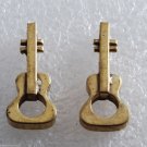 Vintage Guitar Pendants RAw Brass Metal Pair  Music Instrument Jewelry Making