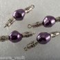 Vintage Purple Glass Beads COnnector Lot of 4  Jewelry Making Silver Metal