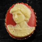 LTV Creation "Princess Diana" Pin Brooch Gold Plated Metal Resin Cameo