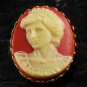 LTV Creation "Princess Diana" Pin Brooch Gold Plated Metal Resin Cameo