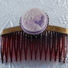 LTV Creation "Flower Maiden" Cameo Hair Comb Single SIde Comb Brass Metal USA