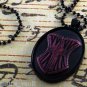 LTV Creation "Pink Corset" Necklace Black Metal Setting Beaded Chain Jewelry