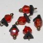 Vintage Red Glass Metal Dangle Bead Finding Set of 6