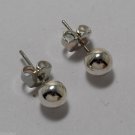 Vintage Pair Silver Metal Ball Stud Earrings