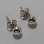 Vintage Pair Silver Metal Ball Stud Earrings