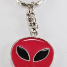 Vintage Enamel Pink Alien Keychain Silver Metal Extrateresttrial Accessorie
