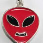 Vintage Enamel Pink Alien Keychain Silver Metal Extrateresttrial Accessorie