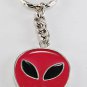 Vintage Enamel Pink Alien Keychain Silver Metal Extrateresttrial Accessorie