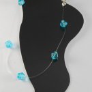 Austrian Crystal Invisible Ankle Bracelet Jewelry Aqua Glass Bicone Beads
