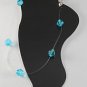 Austrian Crystal Invisible Ankle Bracelet Jewelry Aqua Glass Bicone Beads