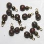 Vintage Glass Metal Gold Red Gray Dangle Bead Finding