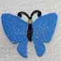 Vintage 70's Blue Butterfly Metal Pin Broach