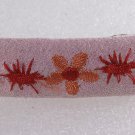 Faux Suede Embroiered Flower Hair Pink Barrette
