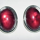 Vintage Purple Silver  Metal Trifari Pierced Earrings