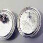 Vintage Purple Silver Metal Trifari Pierced Earrings