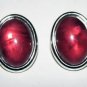 Vintage Purple Silver Metal Trifari Pierced Earrings